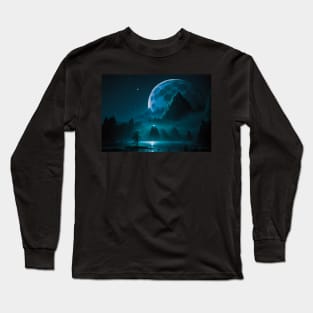 Giant Moon Behind a Mountain Long Sleeve T-Shirt